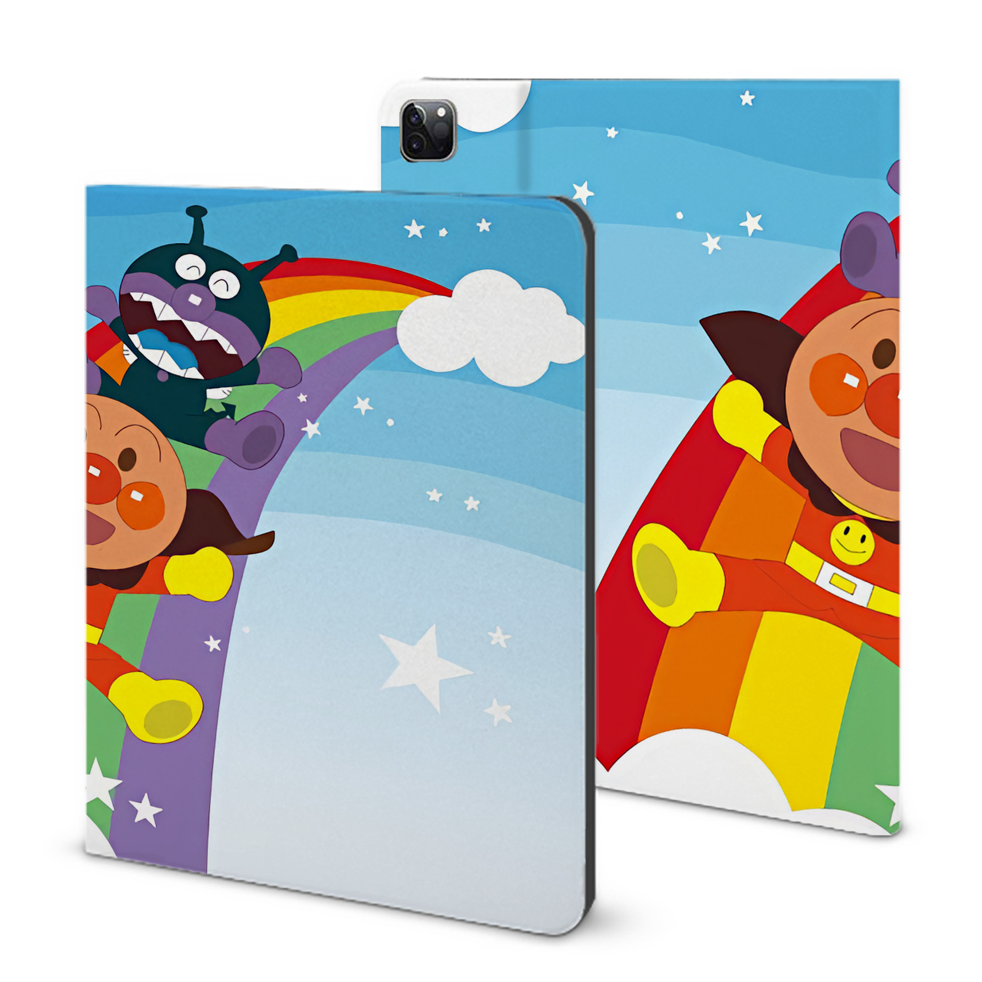（画像用） アンパンマン Anpanman IPad ケース ブック型 PUレザー TPU 耐衝撃 軽量 薄型 ペン収納なし 全面保護 IPad 各モデル対応